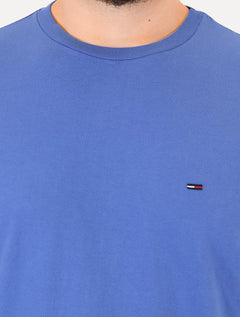 Camiseta Tommy Jeans Masculina Regular Jersey C-Neck Flag Azul Médio