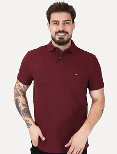 Polo Tommy Hilfiger Masculina Regular Piquet 1985 Bordô