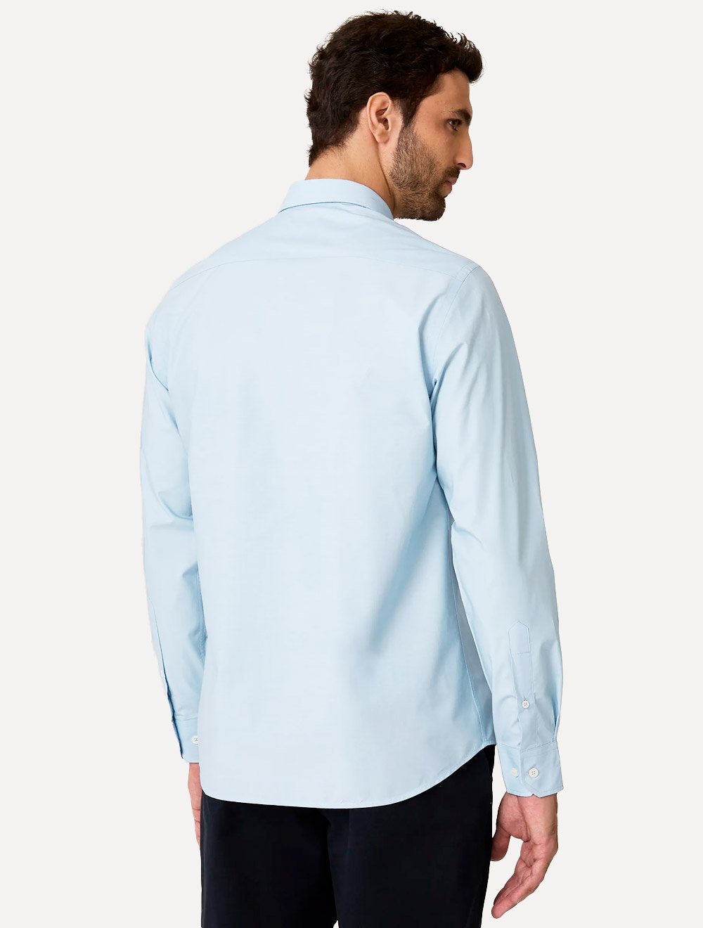 Camisa Dudalina Masculina Slim Tricoline Lisa Azul