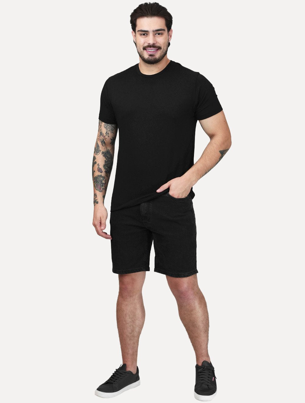 Bermuda King & Joe Masculina Jeans Flex Premium Denim Preta
