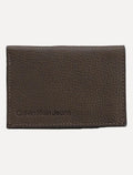 Carteira Calvin Klein Jeans Porta Cartão Couro Floater Queima Logo Marrom
