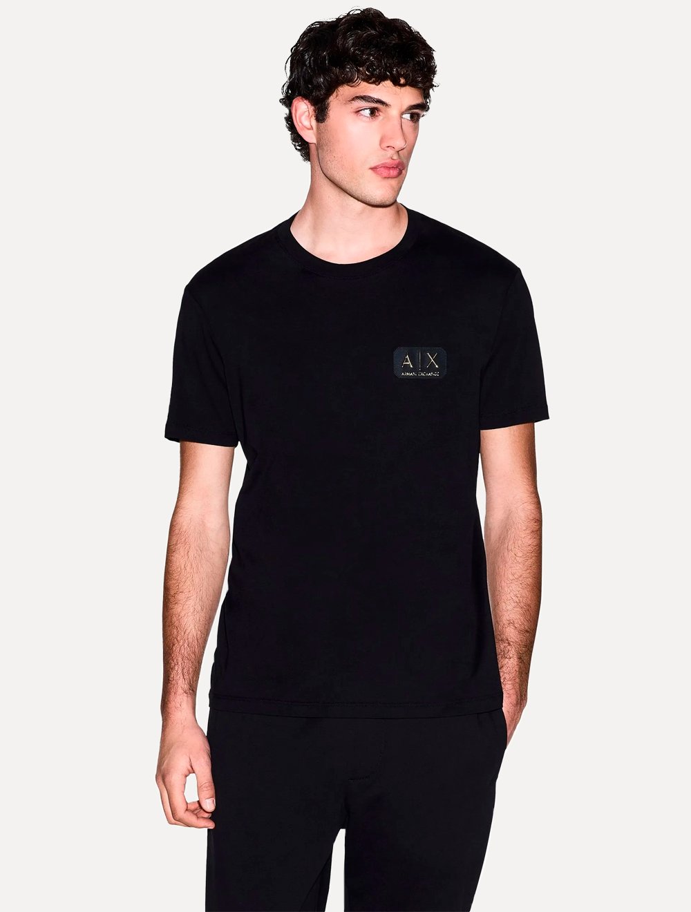 Camiseta Armani Exchange Masculina Regular Fit  Cotton Patch AX Preta 