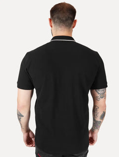 Polo Guess Masculina Piquet Silk Linear Light Friso Preta