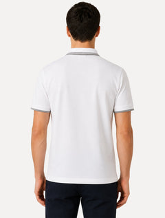 Polo Dudalina Masculina Piquet Jacquard Gola Friso Off White