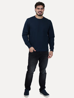 Moletom Calvin Klein Jeans Crewneck CK Logo Embroidered Azul Marinho