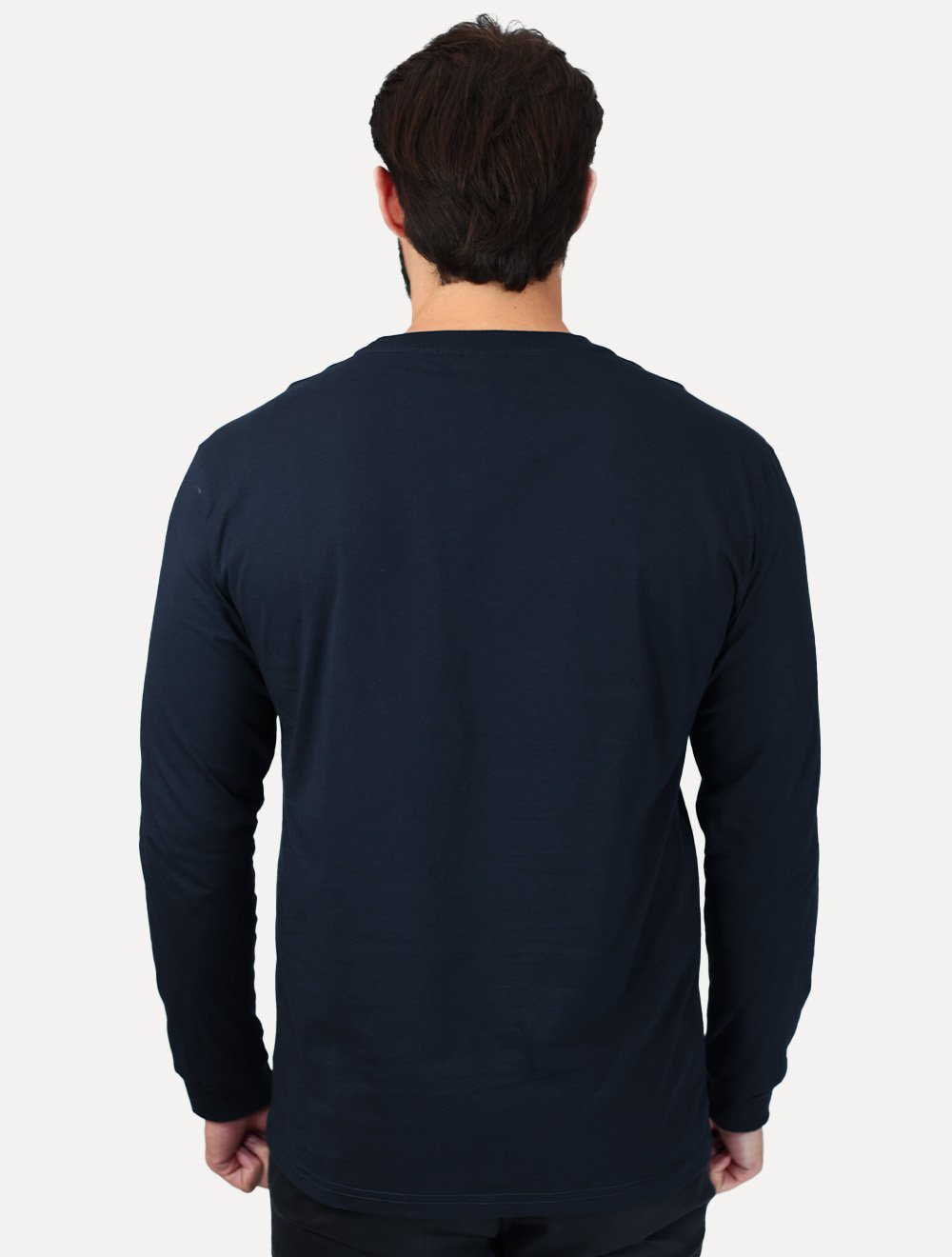 Camiseta Tommy Jeans Masculina Slim Manga Longa Linear Chest Azul Marinho