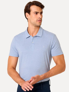 Polo Dudalina Masculina Malha Cotton Linho Azul Escuro