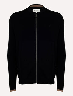 Casaco Dudalina Masculino Tricot Bomber Raglan Textura Preto