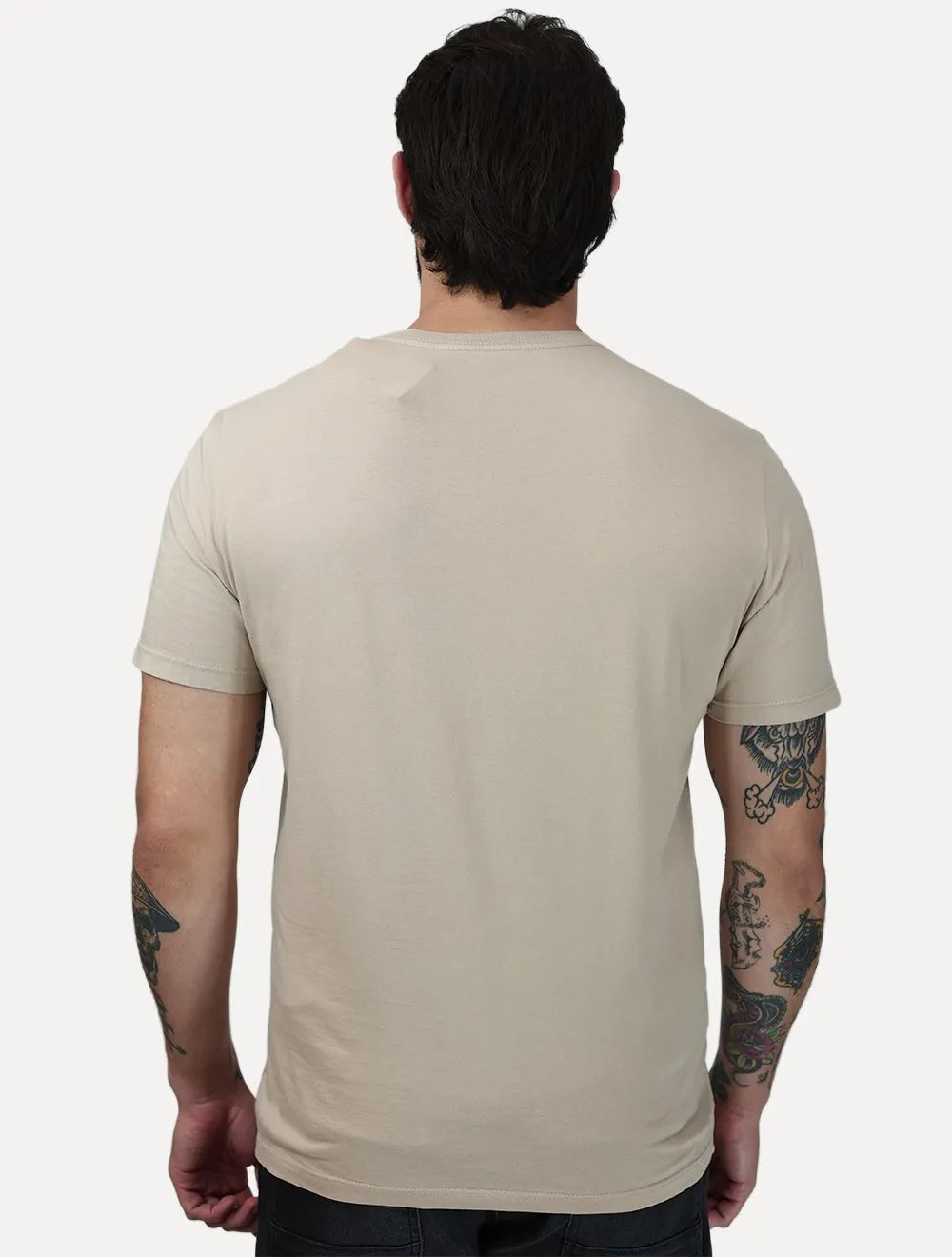 Camiseta Calvin Klein Jeans Masculina New Re Issue Frontal Cáqui Claro