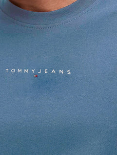 Camiseta Tommy Jeans Masculina Frontal Linear Logo Azul Claro