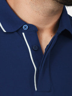 Polo Armani Exchange Masculina Regular Fit Dark Logo Icon AX Azul Royal