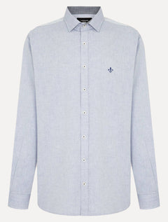 Camisa Dudalina Masculina Comfort Superfine Cotton Melange Azul Médio