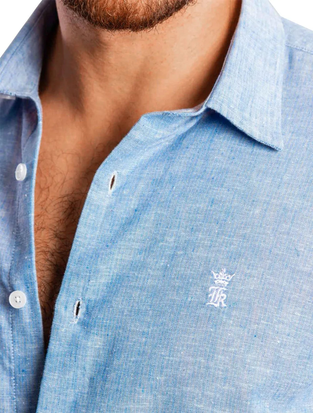 Camisa Sergio K Masculina Manga Curta Regular Linho Casual Azul Mescla