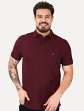 Polo Tommy Hilfiger Masculina Slim Piquet 1985 Bordô