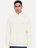 Suéter Tommy Hilfiger Masculino Essential Cotton Half Zip Mock Off White