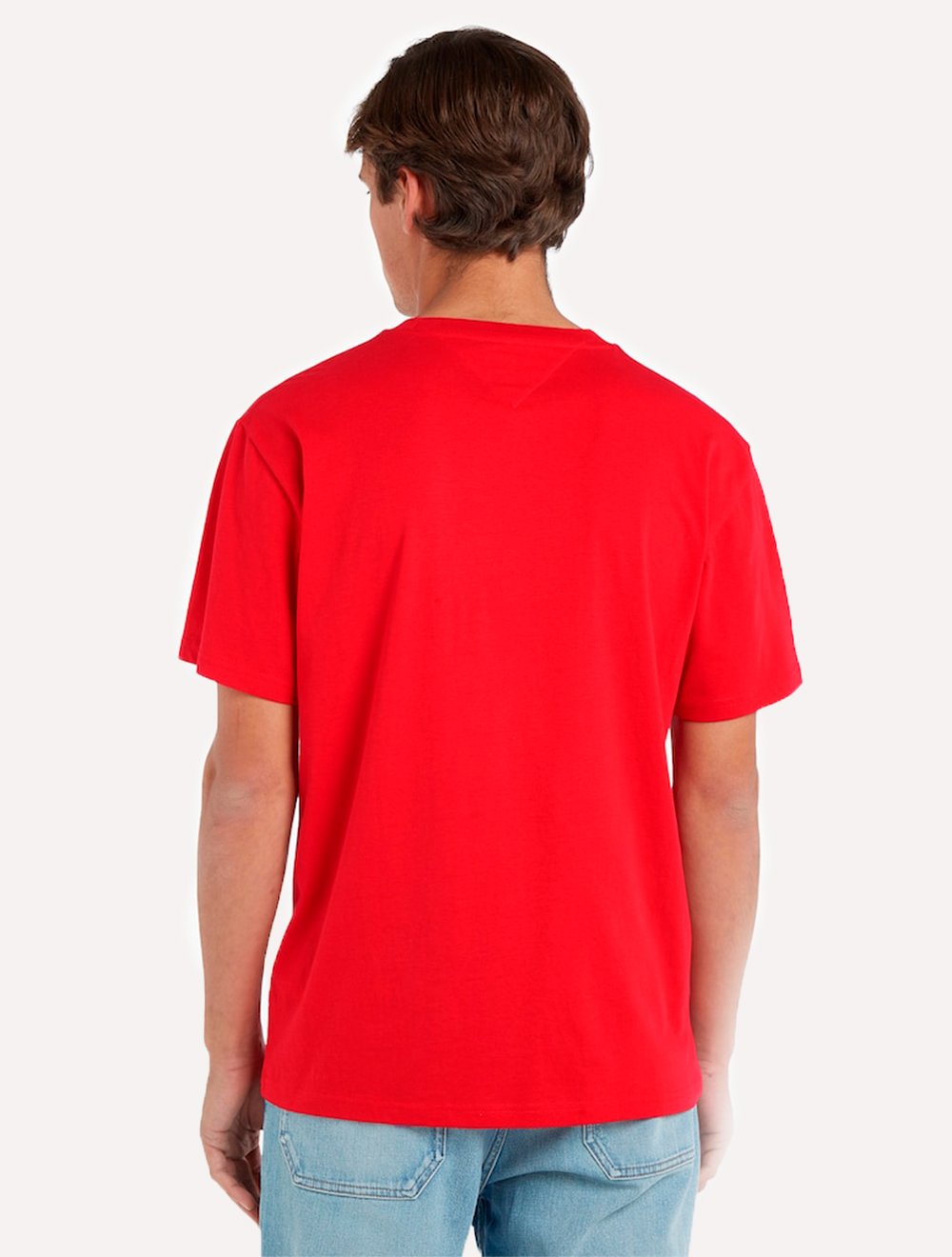 Camiseta Tommy Jeans Masculina Classic Linear Embroidered Chest Vermelha