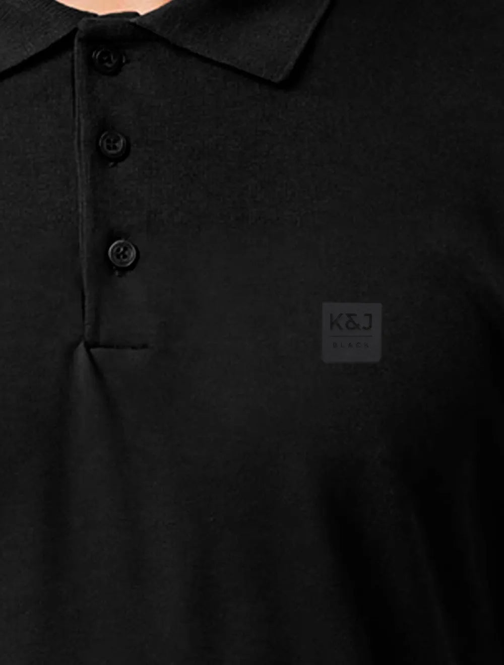 Polo K&J Black Masculina Premium Flex Slim Preta