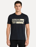 Camiseta Armani Exchange Masculina Slim Fit 1991 Chest Logo Azul Marinho