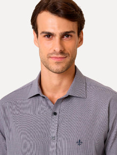Camisa Dudalina Masculina Comfort Fit Superfine Cotton Beveled Cinza Escuro