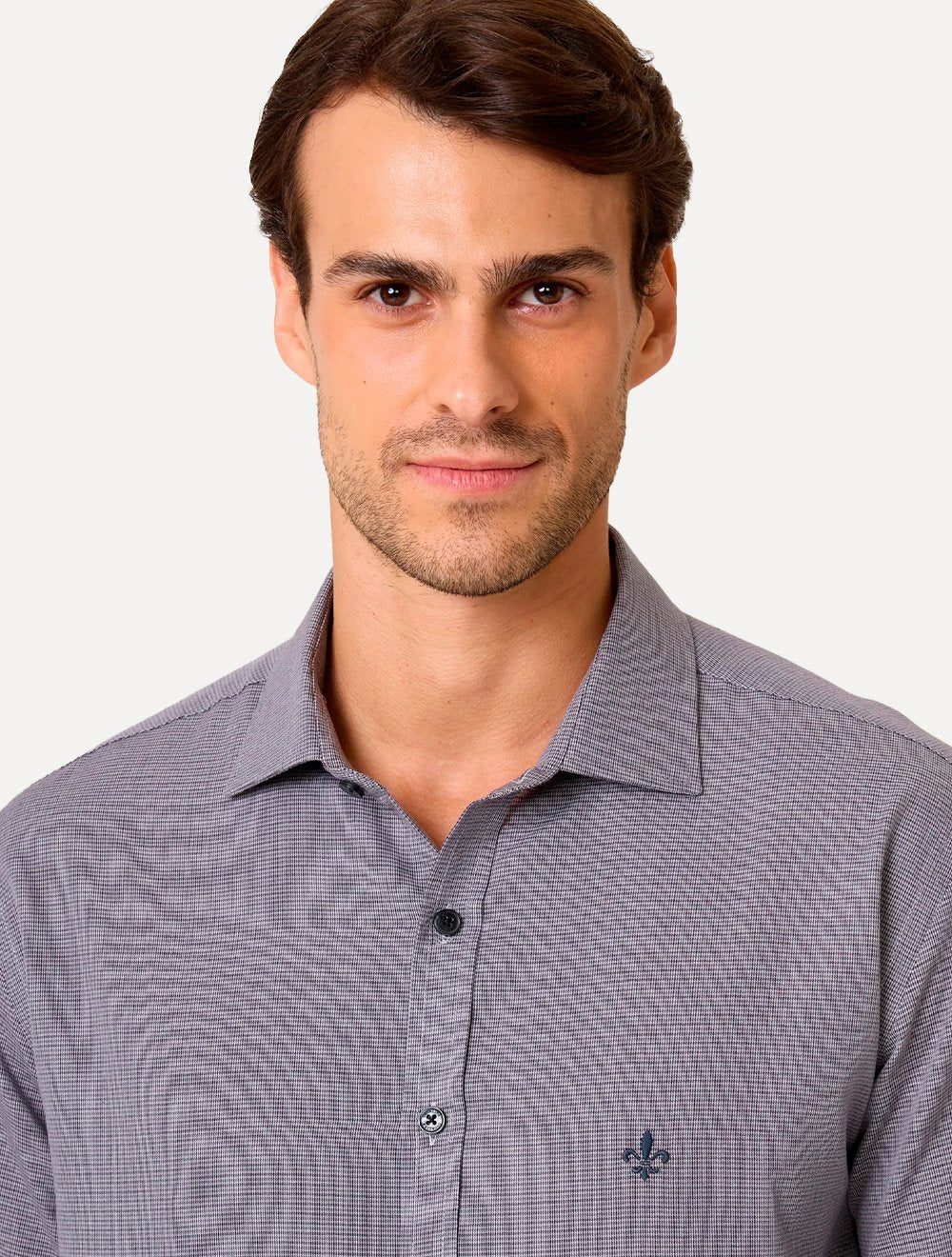 Camisa Dudalina Masculina Comfort Fit Superfine Cotton Beveled Cinza Escuro