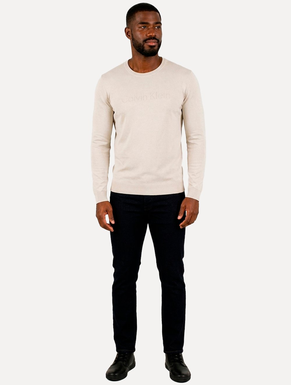 Suéter Calvin Klein Jeans Masculino Tricot Gola Careca Liso Areia