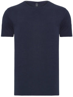 Camiseta Replay Masculina Basic Crewneck Logo Azul Marinho