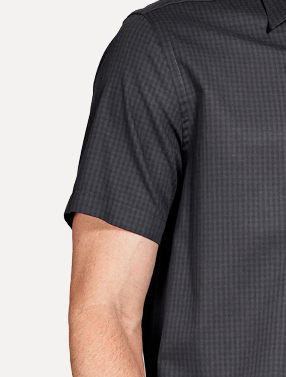 Camisa Aramis Masculina Manga Curta Regular Mini Xadrez Damero Chumbo/Preto