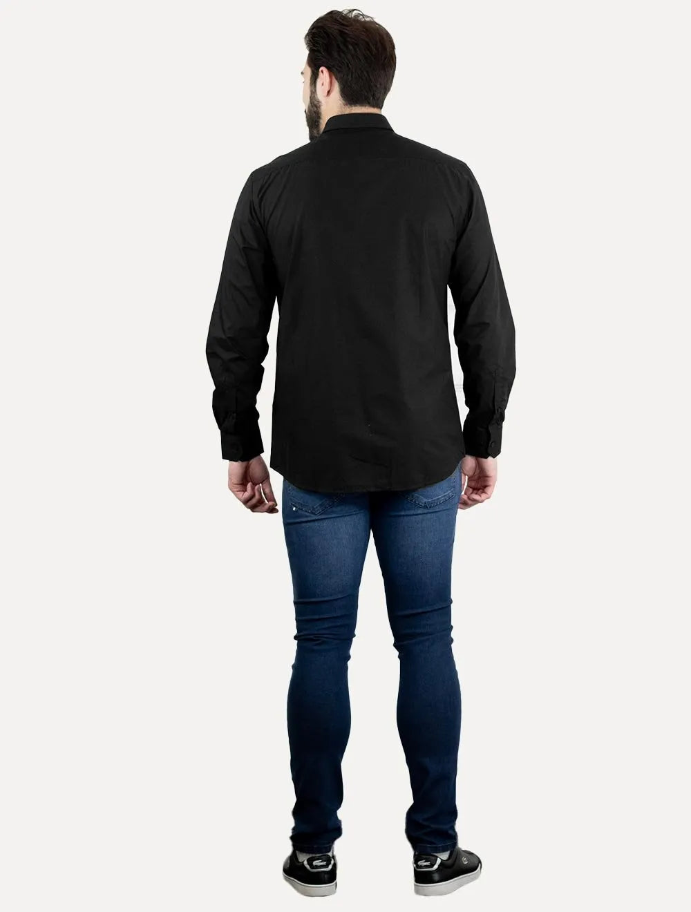 Camisa Dudalina Masculina Slim Tricoline Lisa Preta