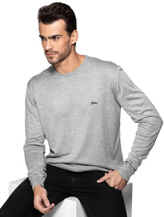 Suéter Guess Masculino Tricot Pullover Basico Cinza Mescla