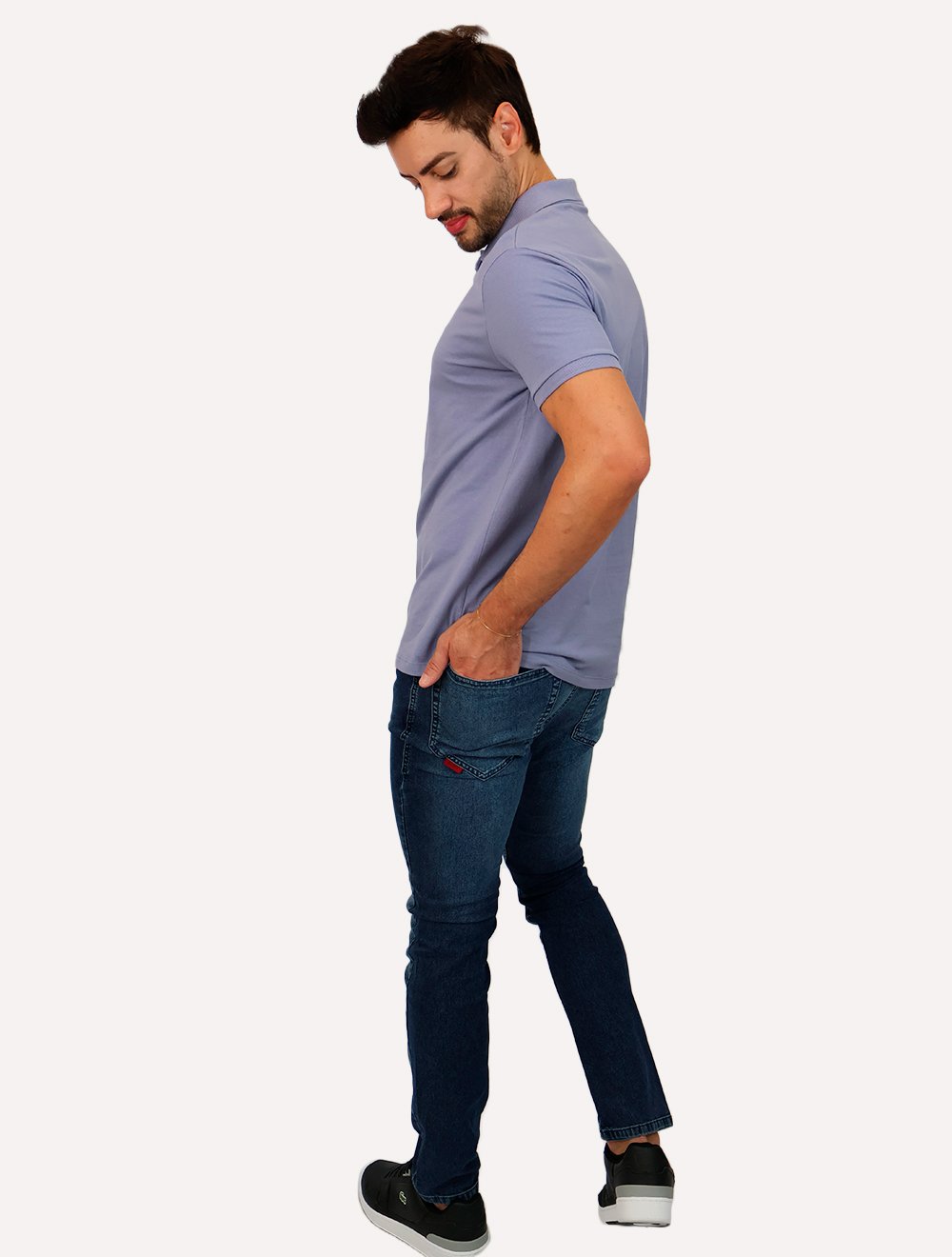 Polo Ellus Masculina Piquet Classic Easa Blue Vintage Azul