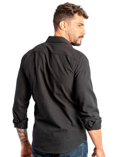 Camisa Sergio K Masculina Regular Oxford Comfort Preta