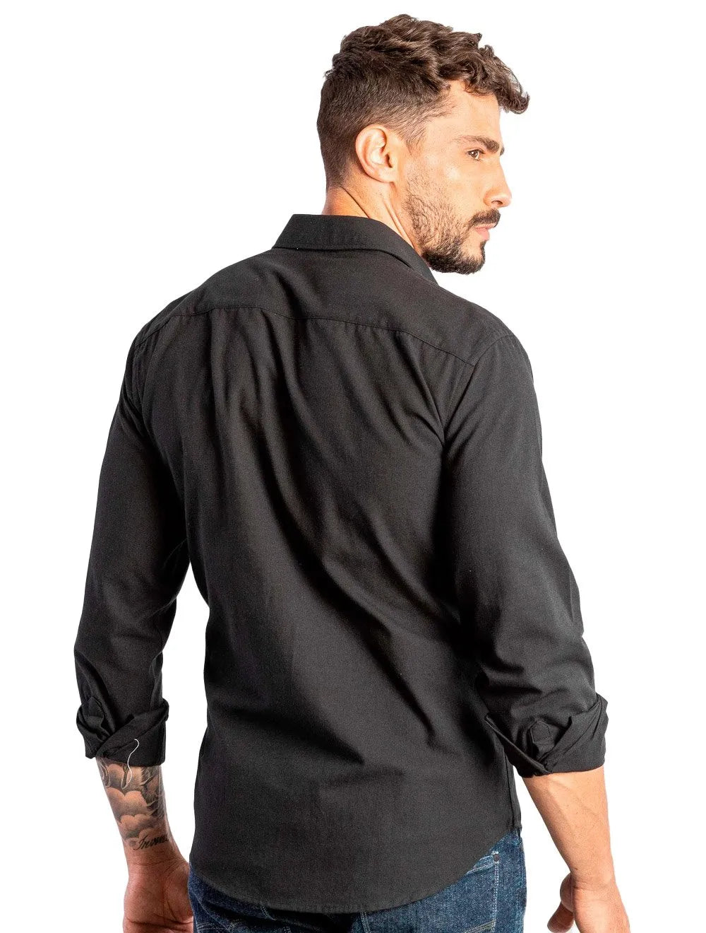Camisa Sergio K Masculina Regular Oxford Comfort Preta