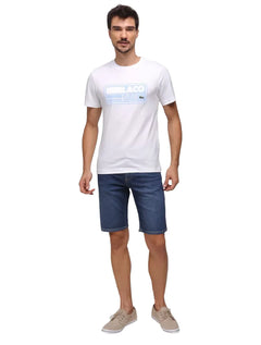 Bermuda Lacoste Jeans Masculina Slim Stretch Azul Escuro