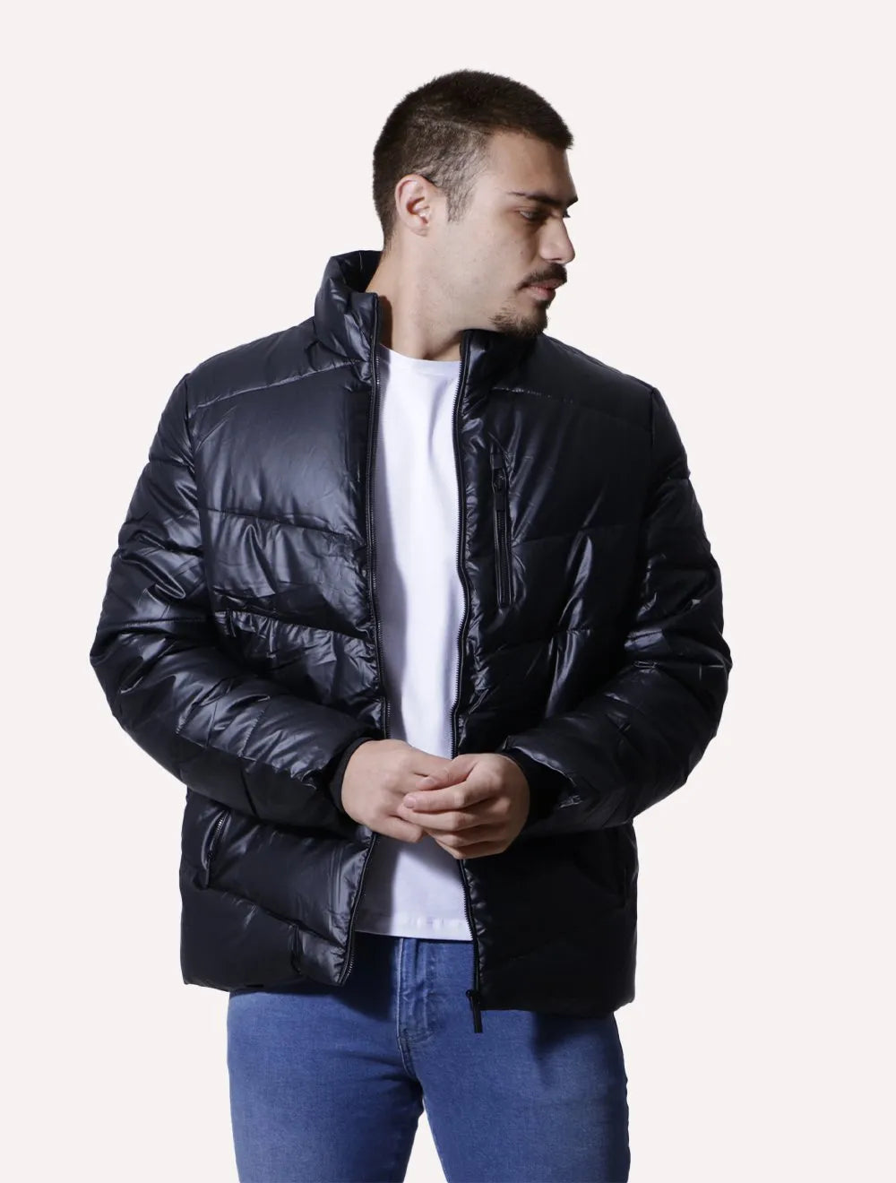 Jaqueta Victory Eagle Masculina Metallic Zip Preta