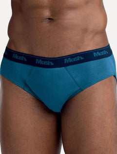 Cueca Mash Slip Cotton Basic Azul Médio/ Marinho/ Índigo Pack 3UN