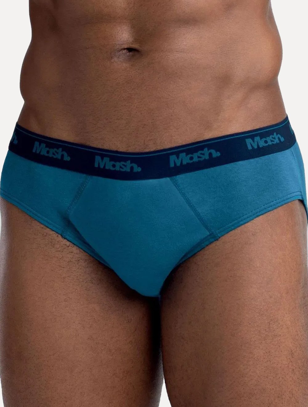 Cueca Mash Slip Cotton Basic Azul Médio/ Marinho/ Índigo Pack 3UN