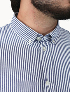 Camisa Tommy Jeans Masculina Slim Striped Oxford Azul Marinho