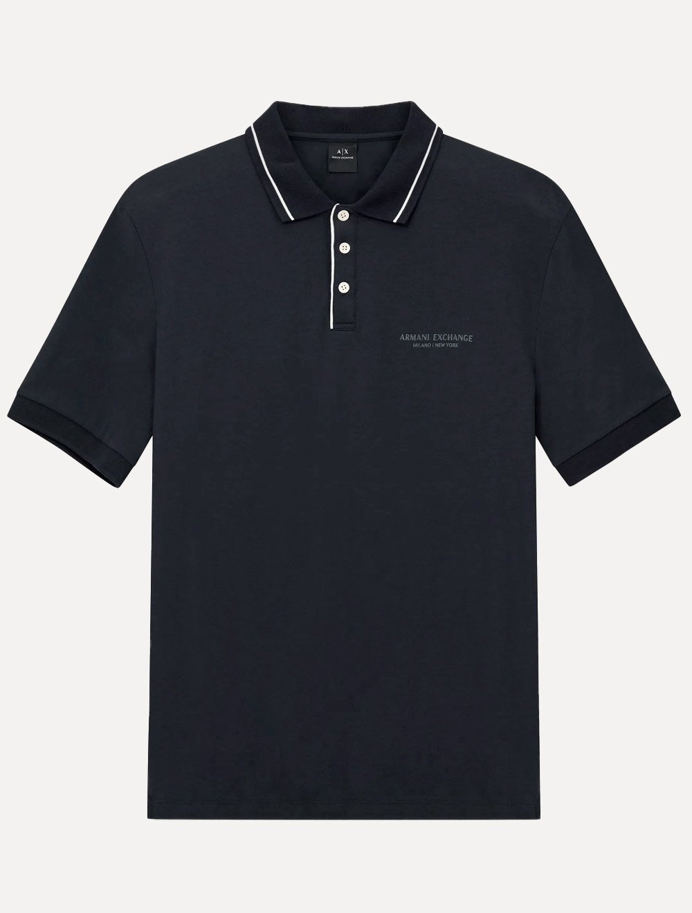 Polo Armani Exchange Masculina Regular Fit Jersey Azul Marinho