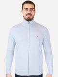 Suéter Tommy Hilfiger Masculino Essential Cotton Zip Through Azul Claro