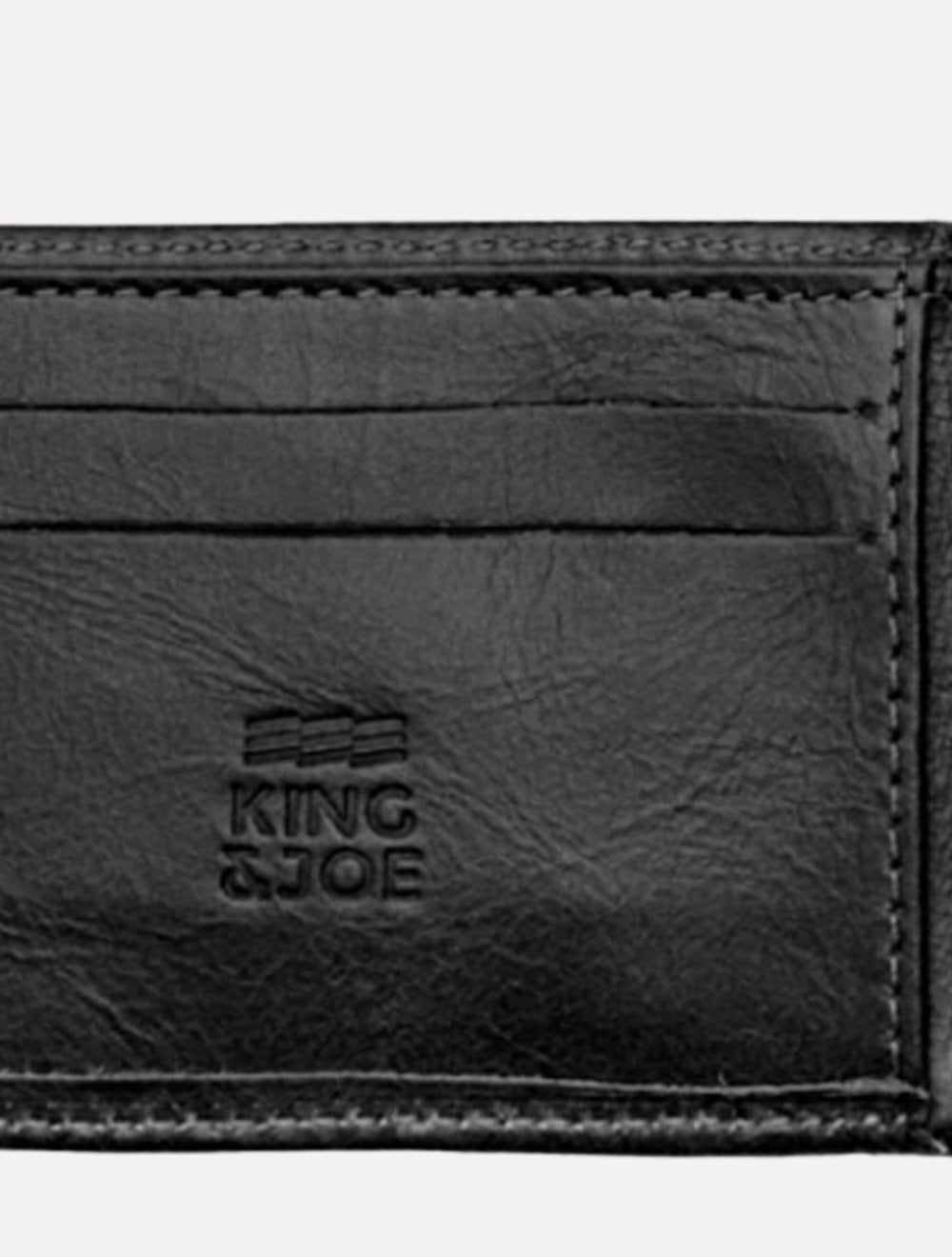 Carteira King & Joe Masculina Couro Horizontal Pesponto Preto