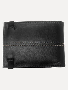 Carteira King & Joe Masculina Couro Elástico Pesponto Preto