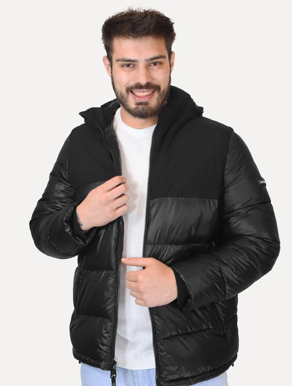 Jaqueta Calvin Klein Masculina Water Resistant Textura Dupla Preta