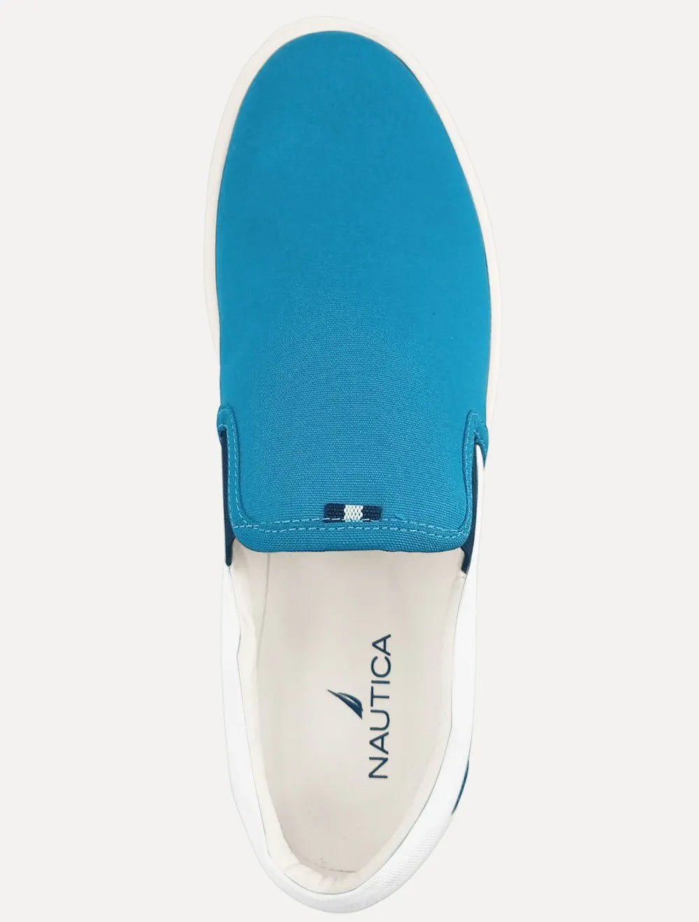 Tênis Nautica Masculino Slip On Lona Branco/Azul Royal