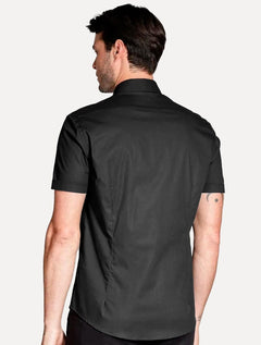 Camisa Aramis Masculina Manga Curta Slim Stretch Tricoline Preto