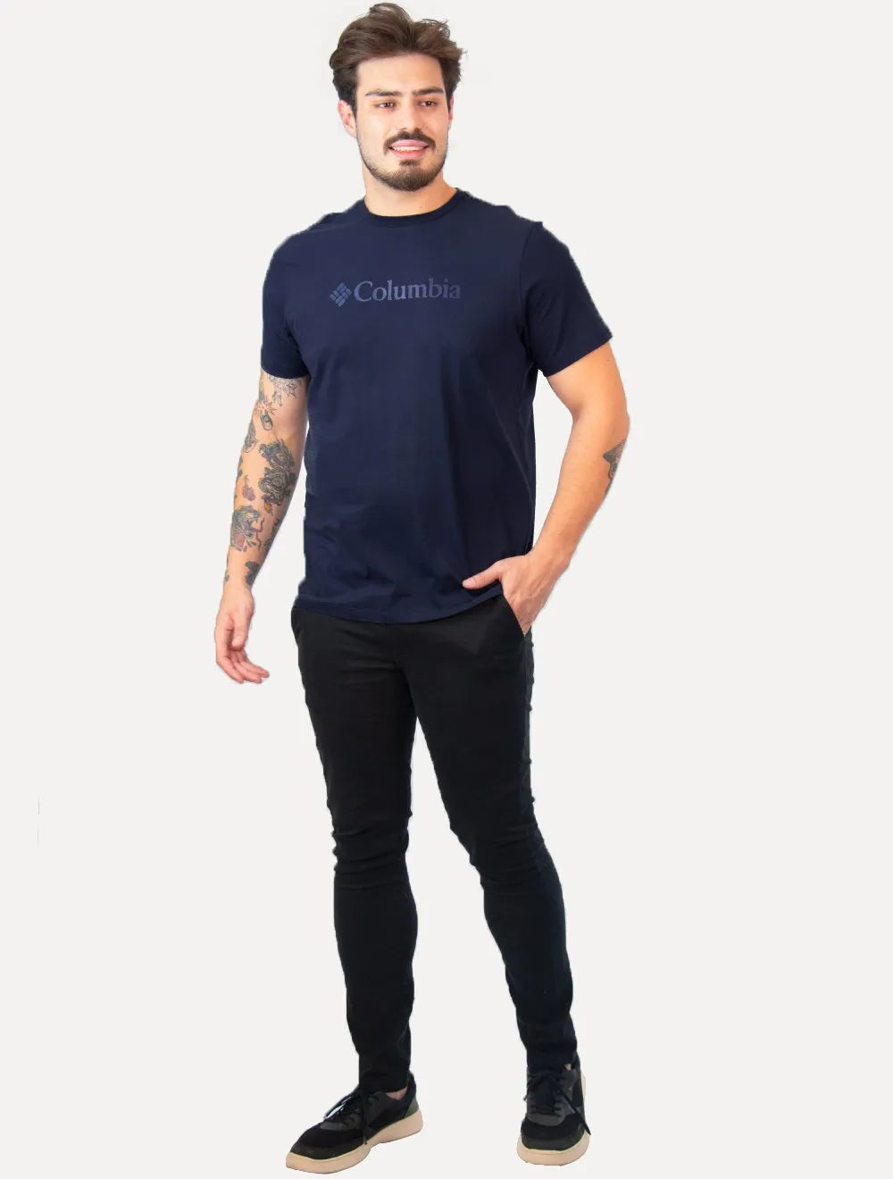 Camiseta Columbia Masculina Regular Logo Branded Shadow Azul Marinho