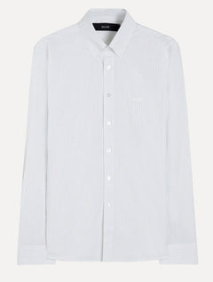 Camisa Ellus Masculina Regular Tricoline Lodge Classic Listrada Branca