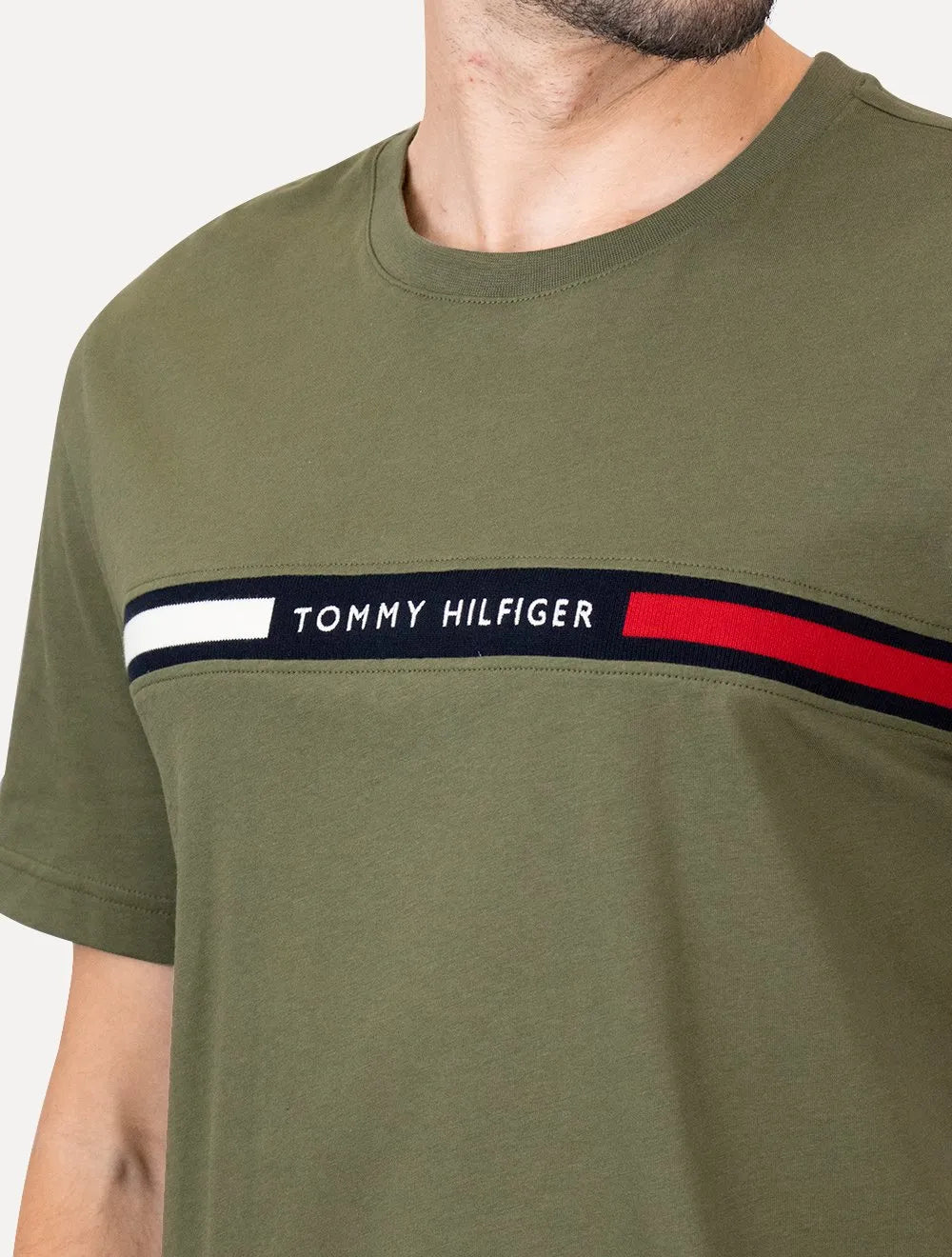 Camiseta Tommy Hilfiger Masculina Chest Insert Logo Verde Militar