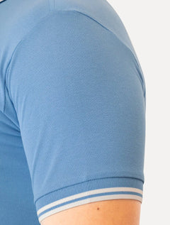 Polo Lacoste Masculina Classic Fit Piquet White Stripes Azul