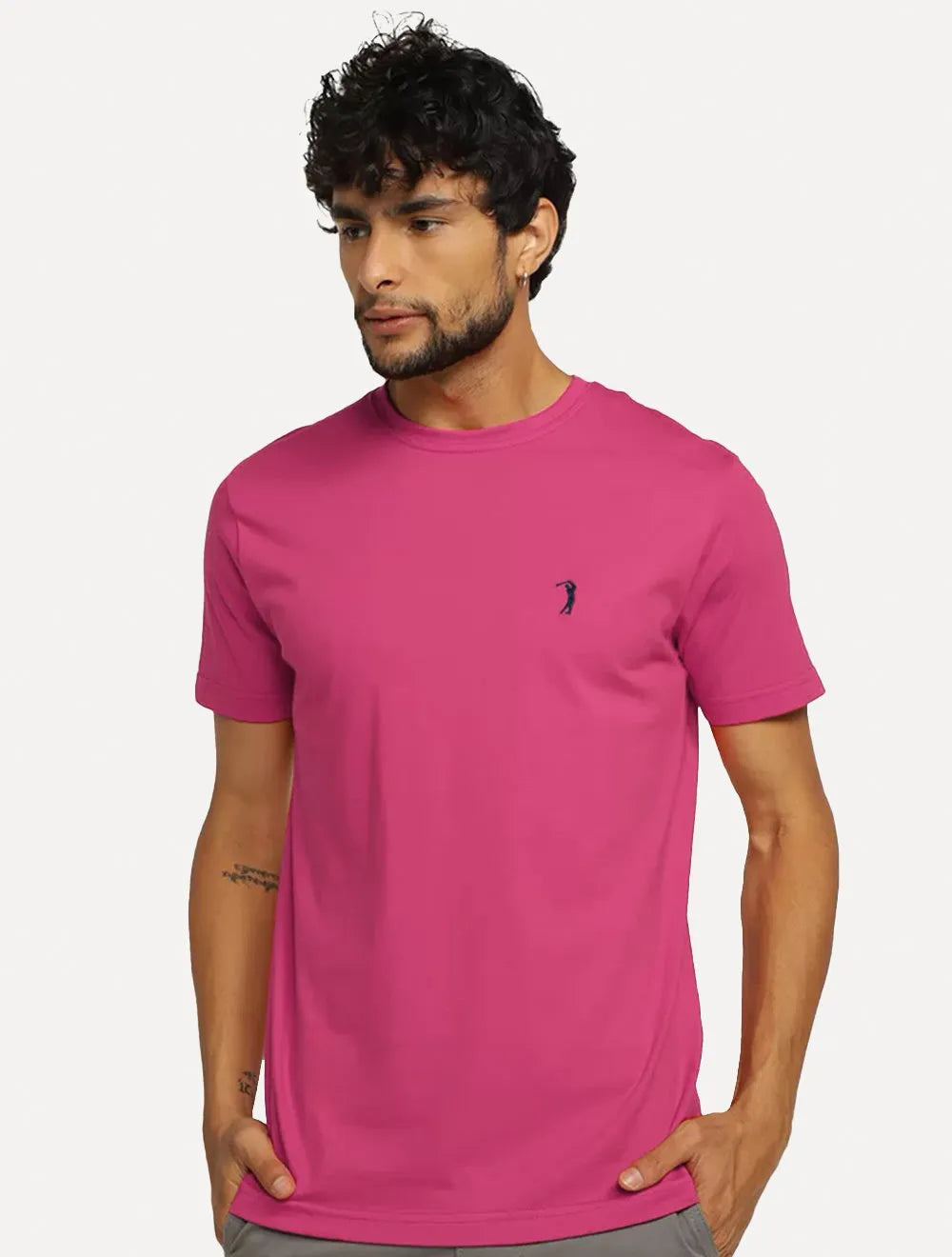 Camiseta Aleatory Masculina Navy Icon Beet Pink Rosa Escuro