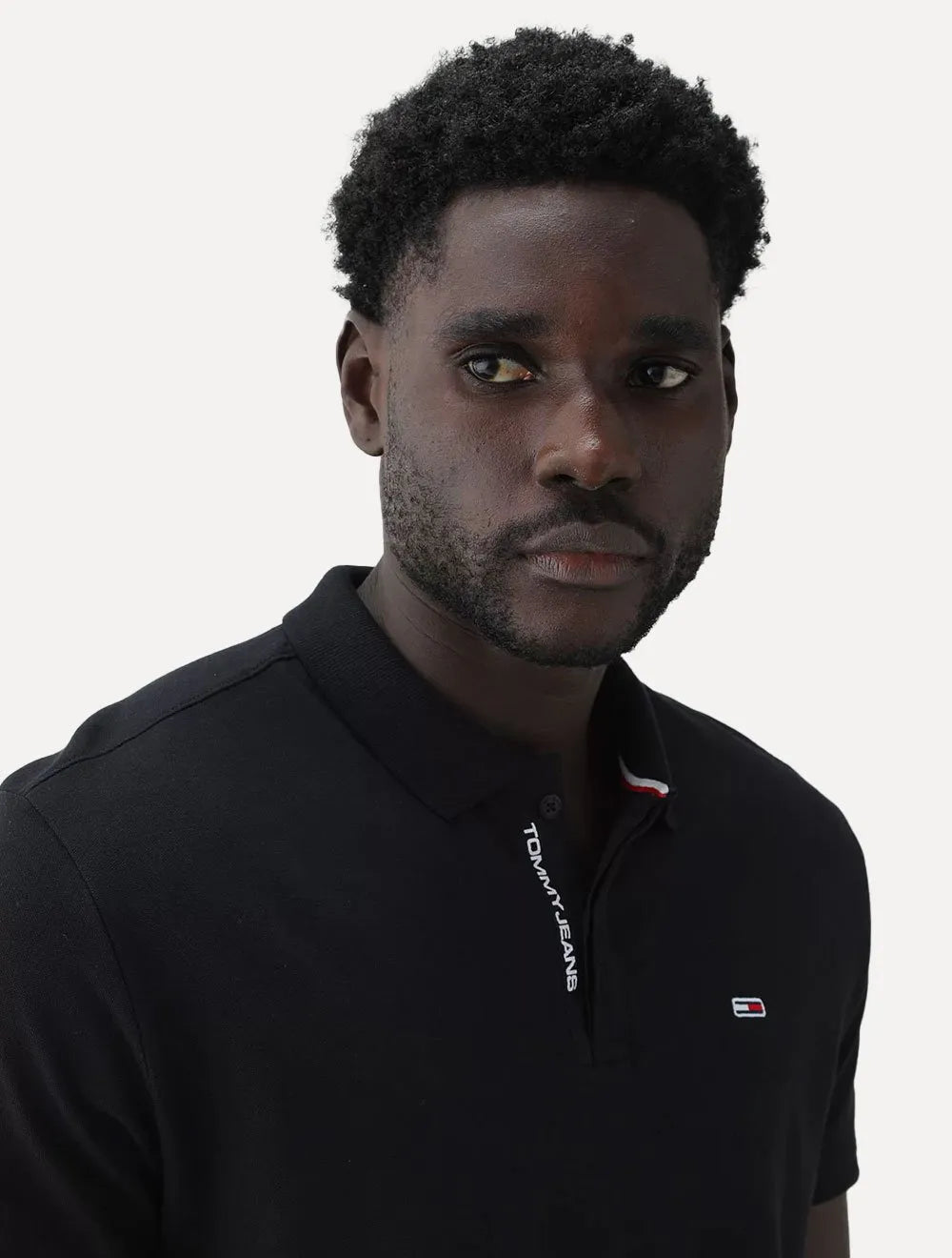 Polo Tommy Jeans Masculina Malha Relaxed Branded Placket Preta